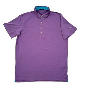 Greyson Golf Polo Shirt Mens Size Large Purple‎ Striped Performance Stretch